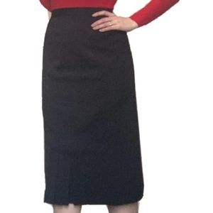 New Vintage Black Midi Skirt Belt VTG NOS Grunge Witchy Preppy Office Whimsygoth